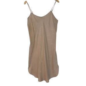 Vintage Tan / Nude Silk Slip Dress- Size Medium, Neutral, Minimalist, Washable